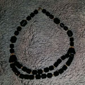 Handmade black & gold bead necklace